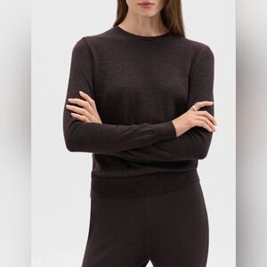 Theory Crew Neck Black Regal 100% Wool Lightweight Sweater Size M